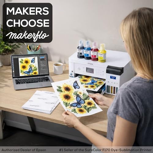 makerflo Epson SureColor F170 Sublimation Printer – Professional Dye Sublimation for Tumblers, T-Shirts, Mugs, Keychains – Desktop Inkjet Printer for Mac & Windows