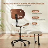 Bestier Cross Legged Office Chair with Wider Bentwood Back Support, Ergonomic Meditation Office Chair for Adults up to 300 lbs, 360° Swivel Adjustable Height for Multi Position White Bestier