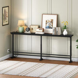 YATINEY 70.9" Console Table with Adjustable Height (27.6"-35.4") and Power Outlet, Skinny Behind Couch Table, Narrow Long Sofa Table for Living Room, Hallway, Entryway, Black CT08UBB YATINEY