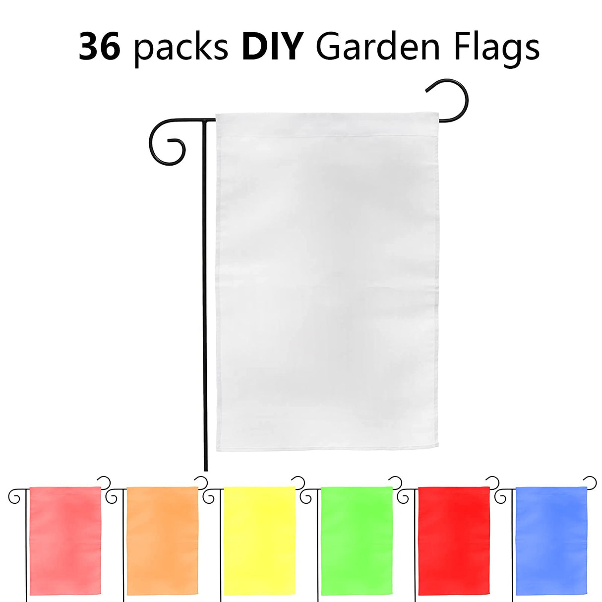 DEAYOU 36 Pack Sublimation Blank Garden Flags, DIY White Lawn Flags Polyester Banners for Outdoor, Courtyard, Party, Home, School, 12" x 18" DEAYOU