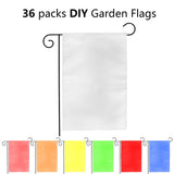 DEAYOU 36 Pack Sublimation Blank Garden Flags, DIY White Lawn Flags Polyester Banners for Outdoor, Courtyard, Party, Home, School, 12" x 18" DEAYOU