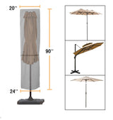 Garden Balsam Patio Umbrella Cover with Rod for 7 to 11 Ft Umbrellas & 15 Ft Double-Sided Umbrellas, Protective Waterproof Cover with Zipper, Beige Garden Balsam