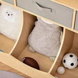HOMCOM Natural Wood Kids Bookcase and Toy Storage Organizer with Drawers HOMCOM