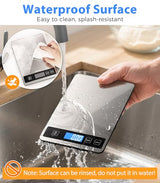 BakFee Food Scale - 15kg/33lb Digital Kitchen Scale with Full-View LCD Display, Grams and Ounces, Easy Clean Stainless Steel, 6 Units with Tare Function, Precise for Baking, Cooking & Meal Prep, Black