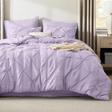Bedsure Full Comforter Set Light Purple - Bed in a Bag Full Size Bedding Set 7 Pieces, GentleSoft™ Pintuck Bed Set Gift for Family, Pinch Pleat All Season Comforter with Sheets, Pillowcases & Shams Bedsure