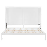 P PURLOVE Queen Size Murphy Bed with LED Lights, Modern Wall Bed with Slats, Space-Saving Folding Murphy Bed, No Box Spring Needed, Easy Assembly (White) P PURLOVE