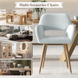 GOOLON Home Office Desk Chair Set of 1, Corduroy Fabric Vanity Chair for Makeup with Hollow Backrest, Comfy Armchair Wood Frame with Strudy Metal Legs, Light Blue GOOLON