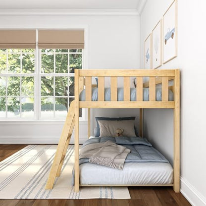 Max & Lily Fundamental Twin Low Bunk Bed - Solid Wood Kids Bed Frame with High Safety Features - WoodArtSupply