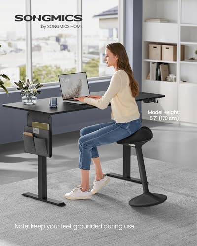SONGMICS Ergonomic Wobble Stool, Height Adjustable Standing Desk Stool 23.3-33.1 Inches, Swivel Balance Chair with Non-Slip Base, Saddle Seat, for Active Sitting, Office, Home, Ink Black UOSC008B01 SONGMICS