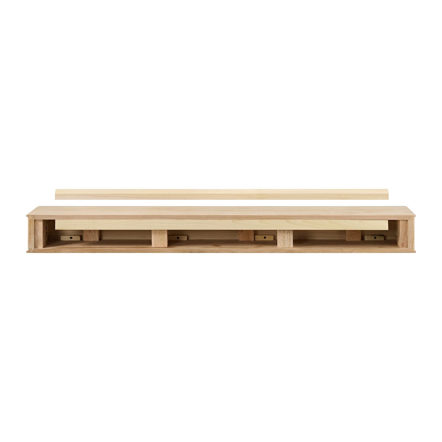 Modern Ember Monti 72 Inch Fireplace Wood Mantel Shelf with Fluted “Reed” Details in Whitewash | Natural White Oak Wood | Stained Finish | DIY Mounting Hardware Included | 72" W x 6" H x 8" D