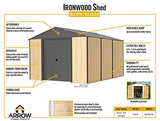 Arrow 10' x 12' Ironwood Galvanized Steel Hybrid Outdoor Shed Kit, Anthracite Arrow