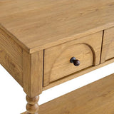 SAND STONE HOME Pembroke 58” Cottage Sofa Console Table with Drawers & Lower Shelf Storage, Narrow Entryway Table or Dining Server with Levelers | Prairie Oak Natural SAND STONE HOME