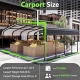 Royal Windsor 20×20 FT Metal Carport Car Port for 2 Car, Heavy Duty Carports Canopy with Galvanized Steel Roof Building and Frame, Outdoor Carport Kits Multi-Use Garage Shed for All-Weather Royal Windsor