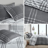 Intelligent Design Pike Reversible Comforter Set, Cottage Plaid Print, Modern Cabin Lifestyle, Down Alternative, All Season Bedding with Matching Sham, Twin/Twin XL White/Grey 2 Piece Intelligent Design