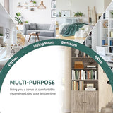 Shintenchi Bookshelf, Industrial Bookshelves and Bookcases with Doors Floor Standing 6 Shelf Display Storage Shelves 70.6 inches Tall Bookcase for Home Office, Living Room (Grey) Shintenchi