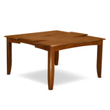 East West Furniture PFML9-SBR-C 9 Piece Kitchen Table & Chairs Set Includes a Square Dining Table with Butterfly Leaf and 8 Linen Fabric Dining Room Chairs, 54x54 Inch, Saddle Brown East West Furniture