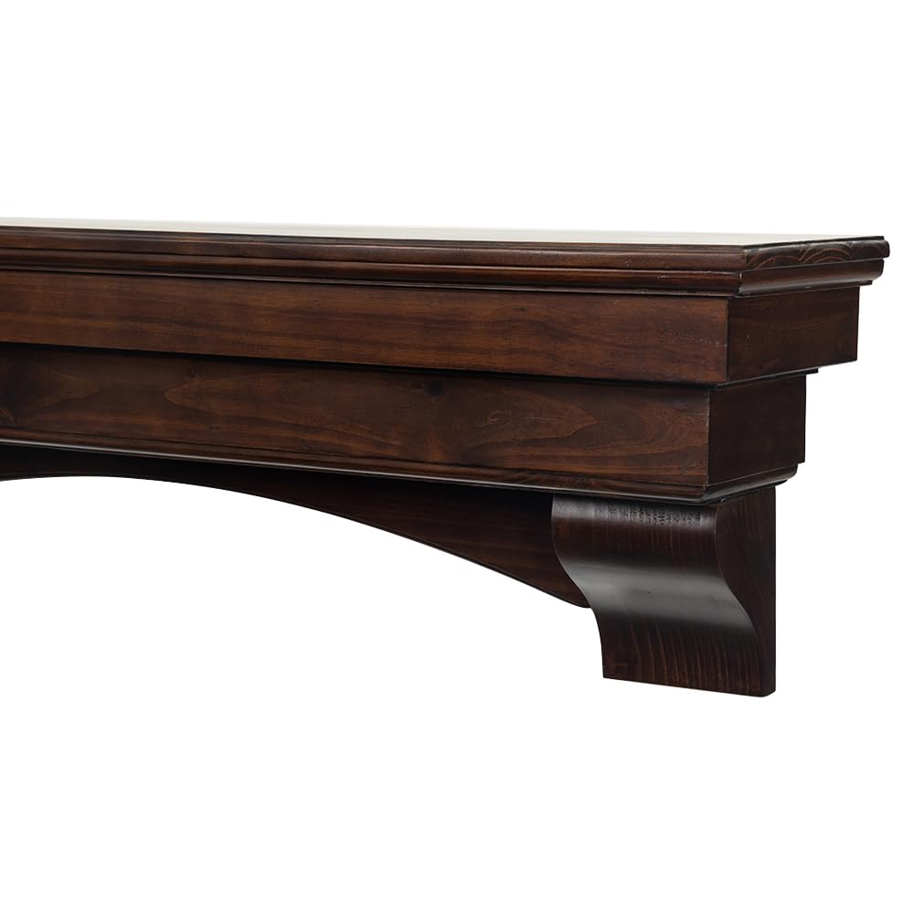 MANTELSDIRECT Mantels Direct Salem Wood Mantel Shelf with Arched Corbels - Cherry 48 Inch | Wooden Rustic Wall Mounted Shelf from Pine Wood - Perfect for Fireplaces, TVs & Décor MANTELSDIRECT