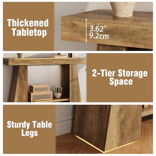 Tohomeor 47.24" Farmhouse Entryway Console Table, Narrow Sofa Table Behind Couch, Wooden Rectangular Entry Table with Storage Shelves for Entrance, Hallway, Living Room, Foyer Tohomeor