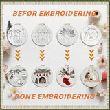 WKALXJ 4 Sets Embroidery Kits for Beginners Adults, Cross Stitch Kits, Needlepoint Kits with Instruction, Video, Needle Point Kits with Holly Fireplace Stocking Nativity Patterns (Christmas A)