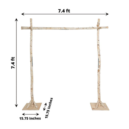 Efavormart 7.5ft Natural Birch Wood Square Wedding Arch, Rustic Arbor Photography Backdrop Stand - WoodArtSupply