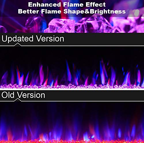 60" Electric Fireplace in-Wall Recessed and Wall Mounted 1500W Fireplace Heater and Linear Fireplace with Timer/Multicolor Flames/Touch Screen/Remote Control Xbeauty