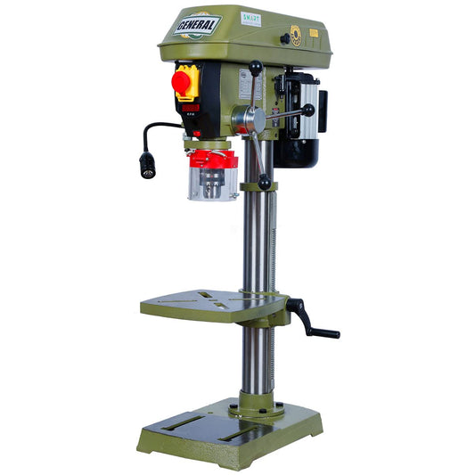 GENERAL INTERNATIONAL 12" Commercial Benchtop Drill Press - Variable Speed Drilling Machine with Built-in Light Guide & Anti-Vibration Technology - 75-010 M1 - WoodArtSupply