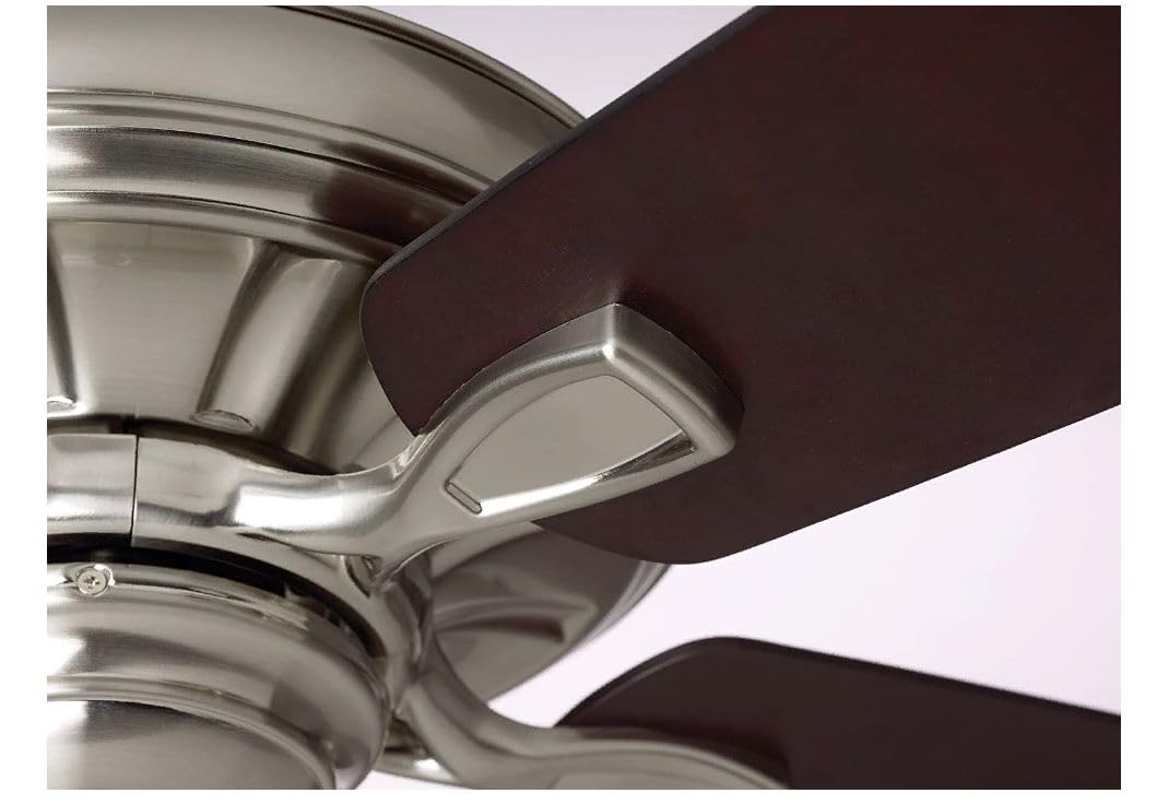 Luminance kathy ireland HOME Carrera Grande Eco 60"" Ceiling Fan Fixture Brushed Steel with Walnut Blades with 6-Speed Wall Control and Downrod | Energy Star Rated Motor | Light Kit Adaptable, Large Luminance