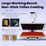 16x24 Heat Press Machine for T Shirts, 1.8-2kw, 72.77lbs High Pressure, Slide Out Sublimation Heat Transfer Press Suitable for Family or Small Business. (Purple, 16x24 Manual) Eonvest