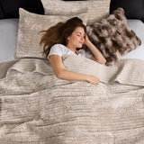 WDCOZY Velvet Twin Size Quilt Set - Beige Striped Pick Stitch Soft Lightweight Bedspread, Neutral Channel Farmhouse Country Rustic Coverlet, Modern Bedding Warm Thin Comforter, 3 Pieces WDCOZY