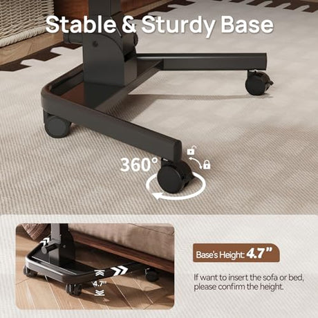 JYLH JOYSEEKER Foldable Mobile Standing Desk, Pneumatic Height Adjustable Rolling Sit Stand Desk, 90° Tiltable Portable Laptop Cart on Wheels, Mobile Desk Workstation for Home Office, Easy to Fold JYLH JOYSEEKER
