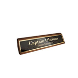 Custom Desk Wedge Name Plate - Personalized Titles and Styles (2x8 Inch, Solid Walnut w/Name Plate) Gem Awards