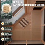 HUGROVE 2-3 Person Low EMF FAR Infrared Sauna for Home, Indoor Canadian Hemlock Dry Heat Sauna Kit with Bluetooth Speakers, LED Lights & Smart Control Panel HUGROVE