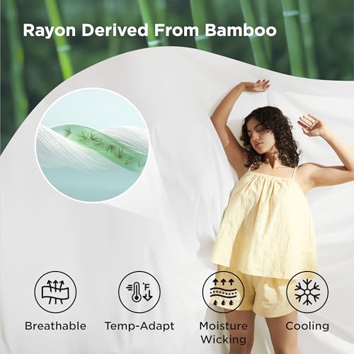 Bedsure 100% Bamboo Duvet Cover King Size - Lightweight Silky Cooling Rayon Derived from Bamboo Comforter Cover Set for Hot Sleepers, Breathable & Moisture-Wicking Bedding Set, Navy Bedsure