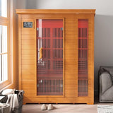 RESTISLAND 3 Person Infrared Sauna, Indoor Far Infrared Saunas for Home, 2240W Low EMF Canadian Hemlock Wooden Dry Sauna Room with 7 Chromotherapy Lamp, Bluetooth Speakers, 20 Amps RESTISLAND
