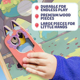 Horizon Group USA Bluey Magnetic Wooden Playhouse, 18 Piece Activity Set, Includes 2 Wooden Dolls House, Great Toys for Kids, Fun Birthday Party Activity, House Playset Horizon Group USA