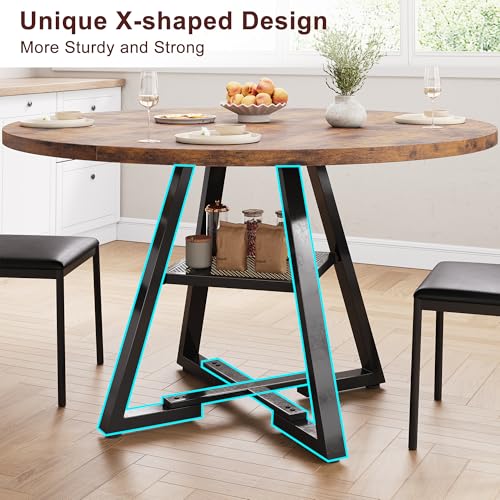 Jocoevol 51'' Round Dining Table for 6,Kitchen Dining Room Circle Dinner Pedestal Table,Space Saving Wood Kitchen & Dining Room Furniture (Vintage, 51In) Jocoevol
