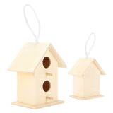 2PCS Bird Houses for Outside, Wooden Birdhouse Unfinished Bird Houses Hanging Wooden Birdhouse Wooden Bird Houses to Paint with Two Holes(#A) Beufee