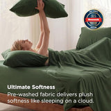 Bedsure Deep Pocket King Sheet Set - 6 Piece, Prewashed Ultra-Soft King Size Sheets Set, Fits Mattresses Up to 18 Inches Thick, Breathable & Secure Fit, Hotel Luxury Bedding, Olive Green Bedsure