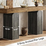 Tribesigns 63" Long Entryway Table, Farmhouse Console Table with 2 Arched Pedestal Legs, Wooden Sofa Console Behind The Couch for Entrance, Hallway, Living Room (Vintage Brown & Grey) Tribesigns
