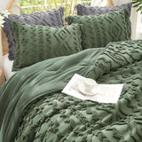 Amélie Home Boho Comforter Set, 2 Piece Bedding Set with 1 Pillow Case, Soft Microfiber Comforter with Hollow Fiber Fill, Lightweight All-Season Comforter for Farmhouse & Modern Bedroom, Twin, Green Amélie Home