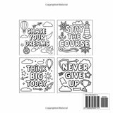 Inspirational Coloring Book Bold and Easy: 50 Coloring Pages for Adults and Teens With Motivational Quotes & Stress Relief Designs WoodArtSupply
