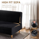 Armless Futon Cover Teddy Wool Futon Slipcover Soft Stretch Couch Covers with No Arm Sofa Bed Cover Thick Warm faux fur Sofa Covers for Winter Teddy Fleece Couch Slipcovers for Living Room (Black) XIAROGEE
