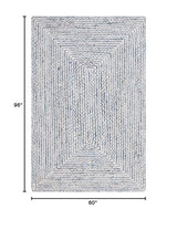 SAFAVIEH Braided Collection Area Rug - 5' x 8', Blue & Ivory, Handmade Farmhouse Cotton, Ideal for High Traffic Areas in Living Room, Bedroom (BRD260M) SAFAVIEH