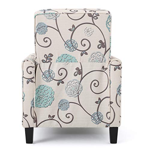Christopher Knight Home Dufour White and Blue Floral Fabric Recliner 26.75D x 34W x 36.25H in Christopher Knight Home