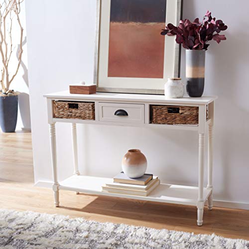 Safavieh Home Collection Christa Distressed White 3-Drawer Storage Console Table, Distressed/White - WoodArtSupply