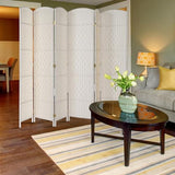 VINGLI 6-Panels Tall Rattan Room Divider, 6 FT Folding Privacy Screen, Indoor Partition Wall Dividers, Freestanding Hinged Space Separator (White) VINGLI