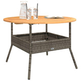 vidaXL Garden Table Grey PE Rattan, Solid Acacia Wood, Powder-Coated Steel vidaXL