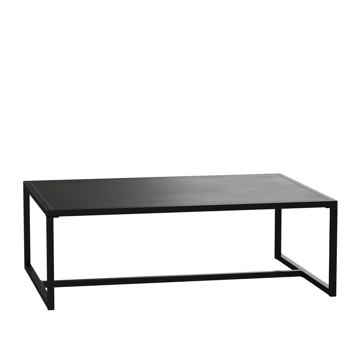 EMMA + OLIVER All-Weather Commercial Grade Indoor/Outdoor Steel Patio Coffee Table in Black EMMA + OLIVER