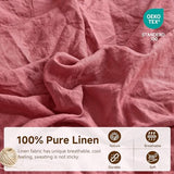 Simple&Opulence 100% French Linen Duvet Cover Set, 3 Pieces Belgian Flax Breathable Bedding, King Size 104''x92'' (1 Comforter Cover+2 Pillowshams) with Tie Closure Style, Red Simple&Opulence