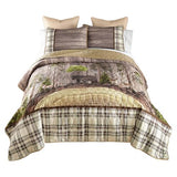 Donna Sharp Wildwood Lodge Polyester Quilt Bedding Set - 3-Piece Queen Size Quilt Set - Includes 90" x 90" Quilt and 20" x 36" Pillow Shams - Machine Washable Donna Sharp